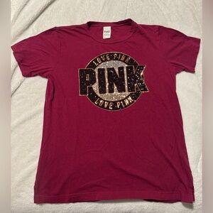 Maroon PINK Victoria Secret Sequin Shirt Top